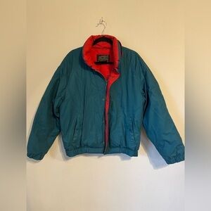 Goose Down Eddie Bauer Blue with Red lining Zip Up Jacket Mens size M